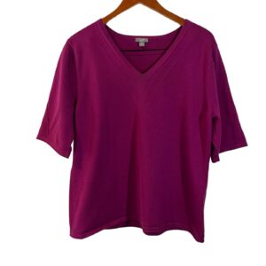 J. Jill Short Sleeve Pink Knit Top Size XL V Neck Stretch Cotton Pullover Blouse